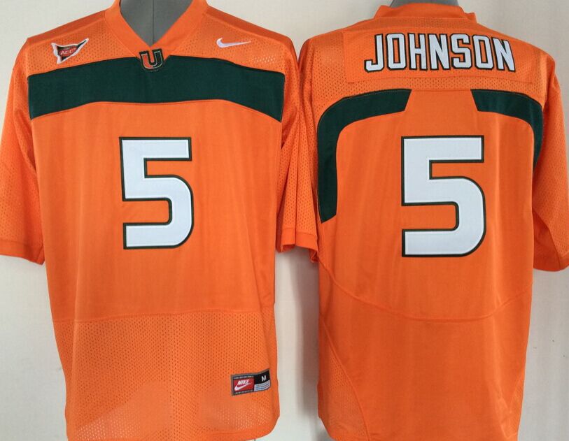Men Miami Hurricanes #5 Johnson Orange 2025 NCAA Jersey->more ncaa teams->NCAA Jersey
